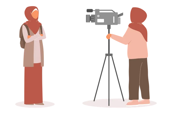 Jornalista de TV muçulmano ou repórter de notícias  Ilustração