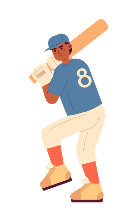 Joueur de baseball afro-américain en position de frappeur  Illustration