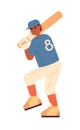 Joueur de baseball afro-américain en position de frappeur  Illustration