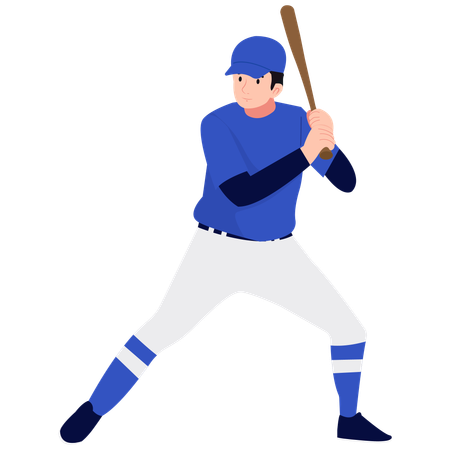 Joueur de baseball en position d'alerte du receveur  Illustration