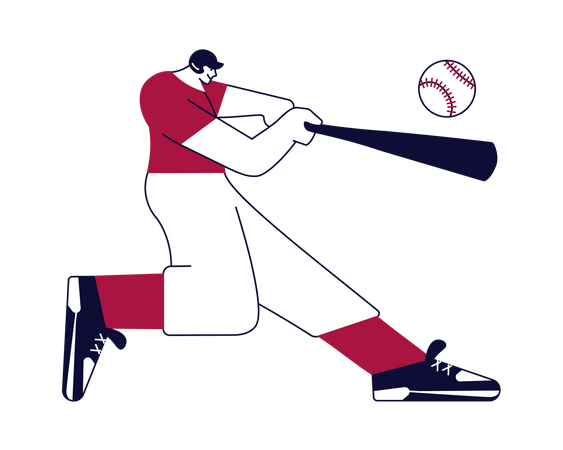 Joueur de baseball frappant la balle  Illustration