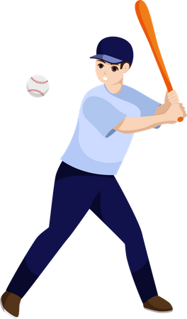 Joueur de baseball frappant la balle  Illustration