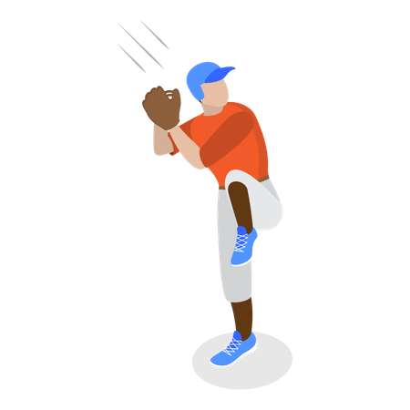 Joueur de baseball qui lance la balle  Illustration