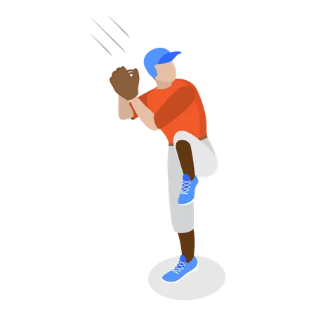 Joueur de baseball qui lance la balle  Illustration