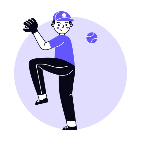 Joueur de baseball masculin  Illustration