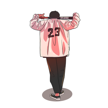 Joueur de baseball tenant une batte  Illustration