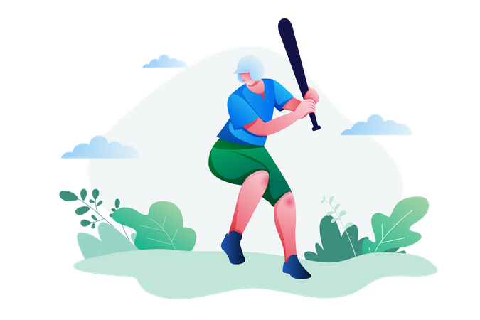 Joueur de baseball tenant une batte  Illustration