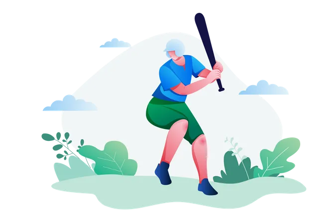 Joueur de baseball tenant une batte  Illustration