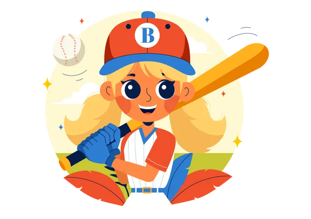 Joueur de baseball tenant une batte de baseball  Illustration