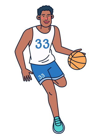 Joueur de basket-ball, dribble, balle  Illustration