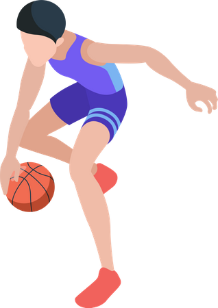 Joueur de basket-ball, dribble, balle  Illustration