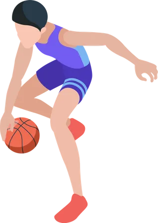 Joueur de basket-ball, dribble, balle  Illustration