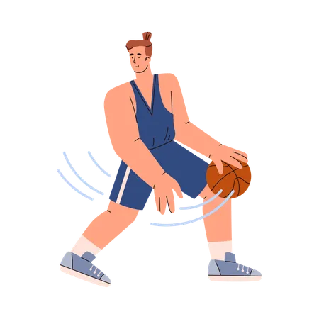 Joueur de basket-ball masculin en uniforme avec ballon  Illustration