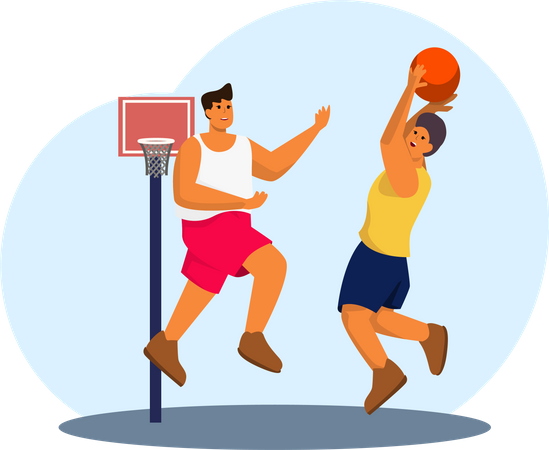 Joueur de basket-ball atteignant le but  Illustration