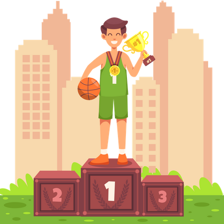 Joueur de basket-ball remportant le championnat de basket-ball  Illustration