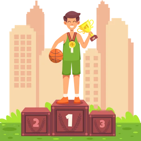 Joueur de basket-ball remportant le championnat de basket-ball  Illustration