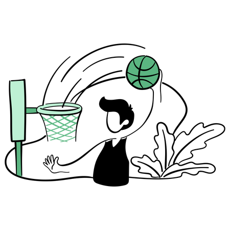 Un basketteur a frappé un basket-ball  Illustration