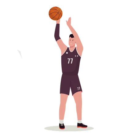 Joueur de basket-ball qui lance la balle  Illustration