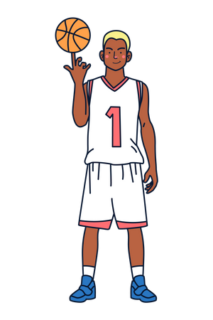 Joueur de basket-ball, balle tournante sur le doigt  Illustration