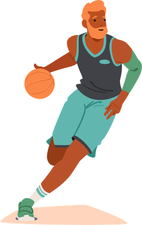 Le personnage masculin du joueur de basket-ball Swift se précipite sur le terrain  Illustration