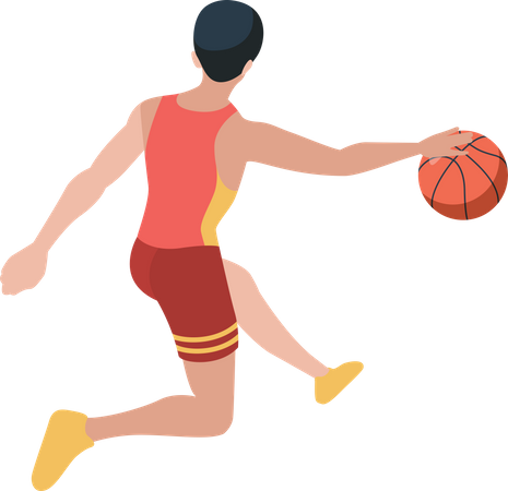 Joueur de basket-ball faisant un tour de balle  Illustration