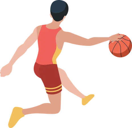 Joueur de basket-ball faisant un tour de balle  Illustration