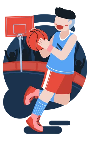 Joueur de basket-ball tenant un ballon de basket  Illustration