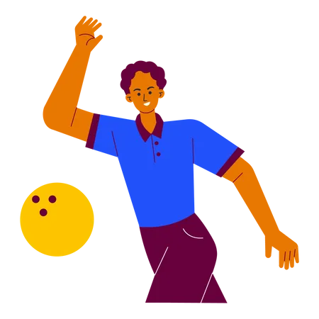 Joueur de bowling jouant avec une boule de bowling  Illustration