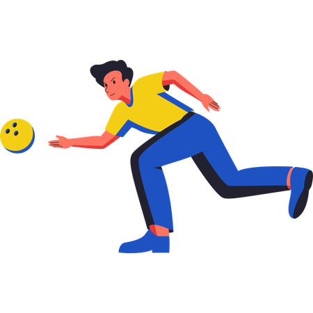 Joueur De Bowling Lancer Une Boule De Bowling  Illustration