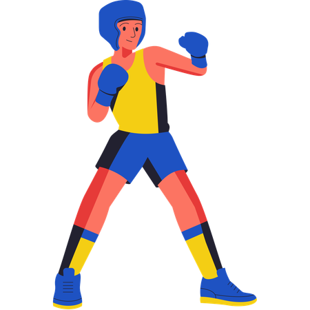 Joueur de boxe prenant des mesures  Illustration