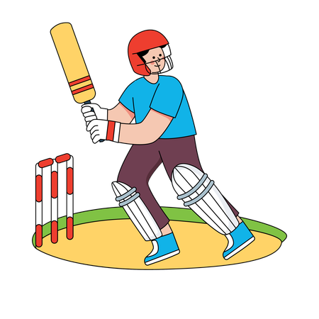 Joueur de cricket en train de jouer un match  Illustration