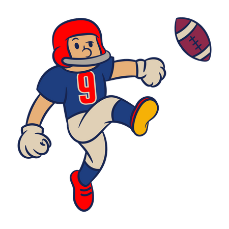 Joueur de football américain kick ball  Illustration