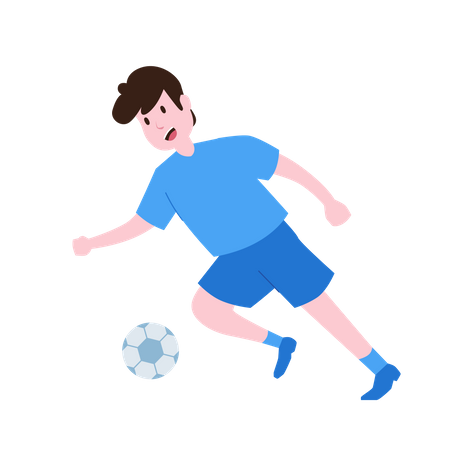 Joueur de football dribble le ballon  Illustration