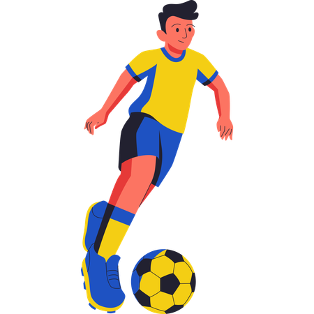 Ballon de dribble de joueur de football  Illustration