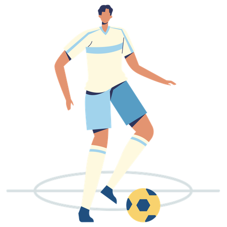 Joueur de football Dribbler un ballon de football  Illustration