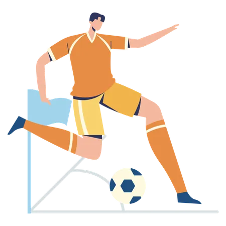 Joueur de football faisant un corner  Illustration