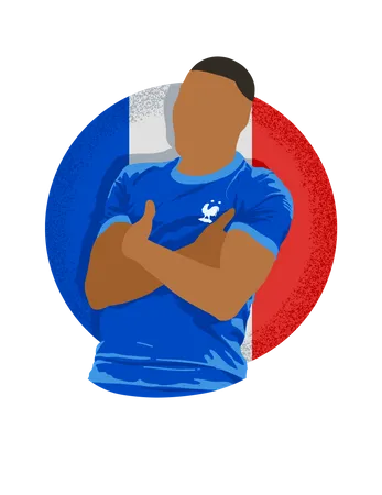 Joueur de football français en fête  Illustration