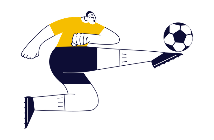 Homme de joueur de football servant le ballon  Illustration