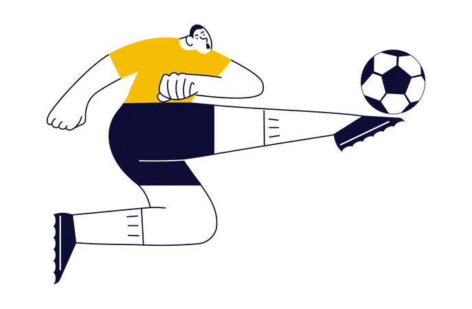 Homme de joueur de football servant le ballon  Illustration