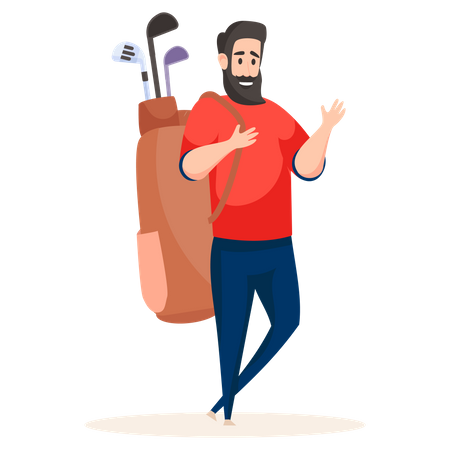 Joueur de golf portant son kit de golf  Illustration