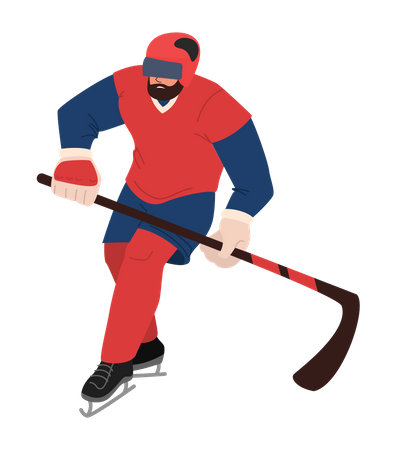 Joueur de hockey sur glace avec bâton  Illustration