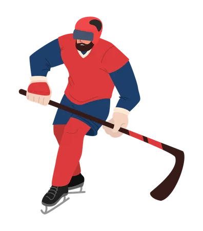 Joueur de hockey sur glace avec bâton  Illustration