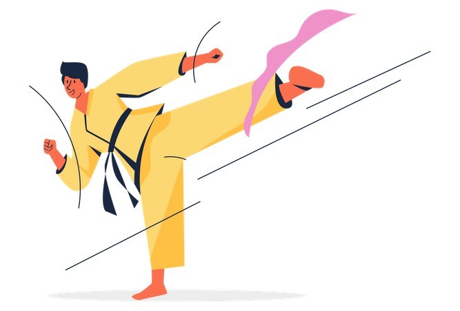 Joueur de judo masculin donnant des coups de pied  Illustration