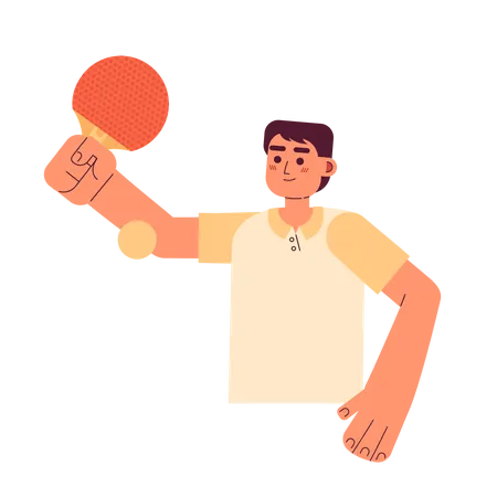 Joueur de ping-pong frappant la balle avec une pagaie  Illustration