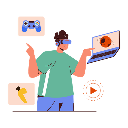Joueur de réalité virtuelle  Illustration