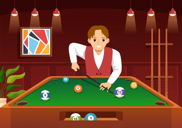 Joueur de snooker jouant au billard  Illustration