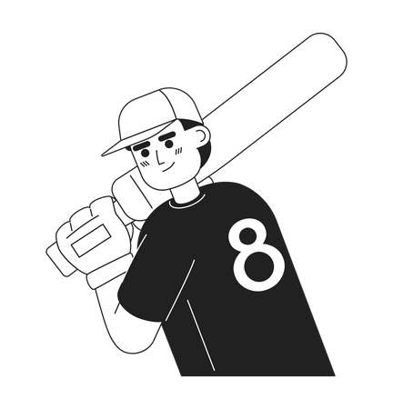 Joueur de softball masculin saisissant une batte de baseball  Illustration