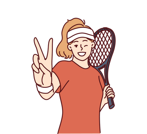 Joueur de tennis montrant les mains de la victoire  Illustration