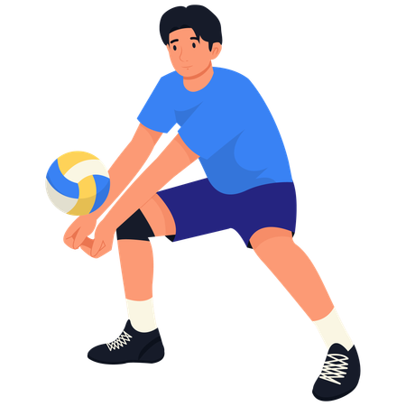 Joueur de volley-ball masculin en position défensive  Illustration