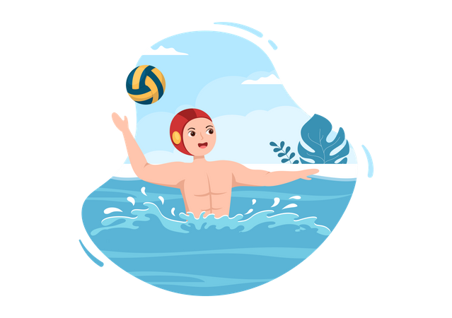 Joueur de volley-ball jouant dans la piscine  Illustration